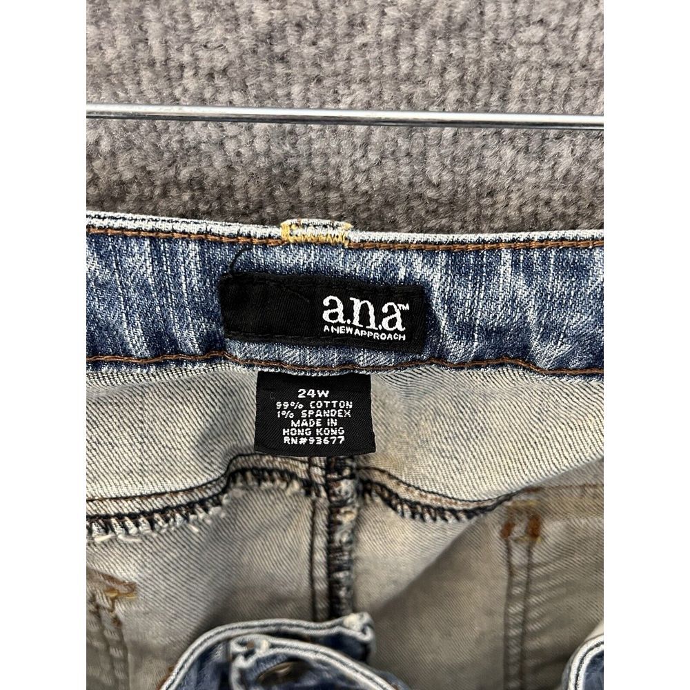 Vintage a.n.a. Jeans Womens Size 24W Blue Stretch Denim Distressing Pockets - Picture 3 of 14